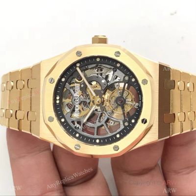 Swiss Copy Audemars Piguet Royal Oak Extra-thin Openworked Watch Yellow Gold